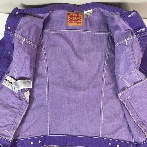 LEVI’S Rare Purple/White XXL Denim Trucker Jacket Street Urban Indie Andre 3000 - Picture 7 of 7